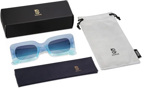 Vista 6 de SOJOS Retro 90s Small Nude Rectangle Sunglasses Womens Mens Trendy Chunky Glasses