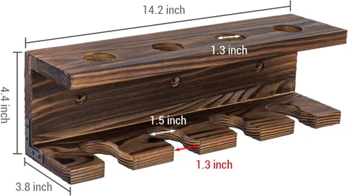 Vista 6 de MyGift Soporte de madera para bate de béisbol y estante de exhibición de bolas, estantes flotantes de recuerdos deportivos montados en la pared