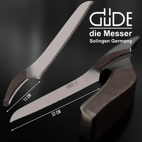 Vista 2 de Gude SYNCHROS Series Cuchillo de pan dentado forjado de 12 pulgadas, mango de roble ahumado