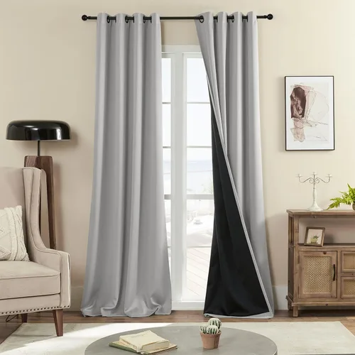 Vista 13 de Rutterllow - Cortinas 100% opacas, paneles de cortina con ojales, aislamiento térmico y bloqueo de luz para habitación y sala de estar