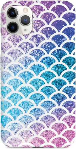 Vista 8 de Inspired Cases - Funda con textura 3D para iPhone Xs Max - Funda protectora de goma para Apple iPhone Xs Max - Escamas de sirena - Arco iris
