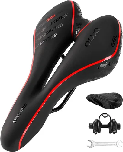 Vista 9 de OUXI Asiento de Bicicleta Cómodo Sillín de Bicicleta de Gel Cómodo de Repuesto Suave Acolchado con Absorción de Impactos Impermeable para MTB