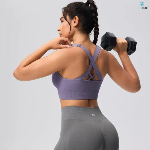 Vista 6 de High Support Sports Bras for Women, Padded Criss Cross Seamless 3-5Pack