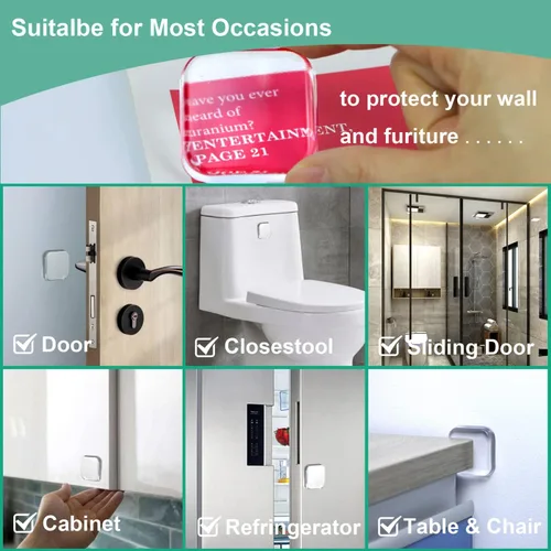 Vista 4 de Protector de pared para tope de puerta, protector de pared contra pomos de puerta, resistente, autoadhesivo, suave y transparente, lavable