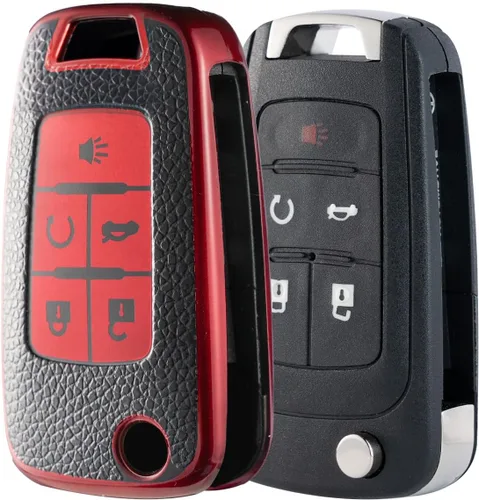 Vista 3 de Funda para llavero Chevy con llavero, funda de TPU suave para llavero para Chevrolet Camaro Cruze Equinox Malibu Trailblazer Impala Sonic Buick