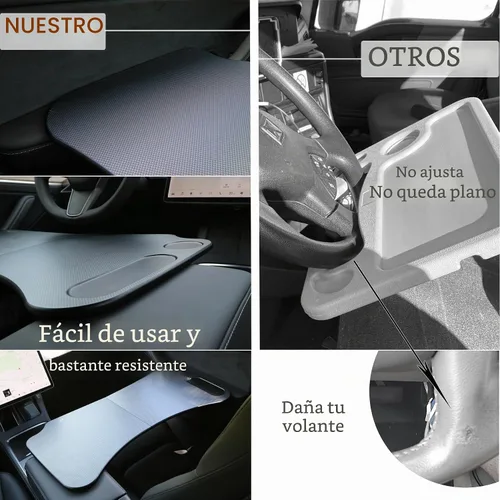 Vista 2 de Bandeja de alimentos para Tesla Model Y 3 para computadora portátil, mesa plegable para el coche, para comer, viaje, bandeja multiusos