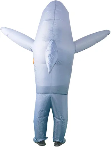 Vista 4 de Disfraz inflable de tiburón para adultos, disfraz inflable de tiburón para hombres, divertido