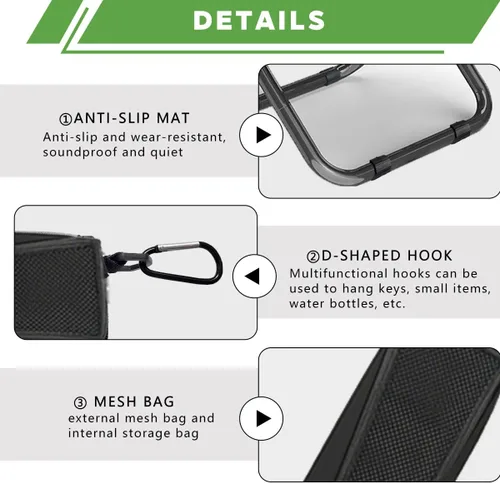 Vista 4 de Taburete de camping plegable 2 en 1 y bolsa de cabestrillo, capacidad de carga de 220 libras, taburete de pesca portátil plegable, taburete plegable