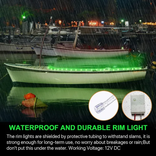 Vista 4 de Tira de luces LED para barco, luces de barco de control remoto de 16.4 pies, 16 cambios de color, luz interior de barco impermeable, luz de cubierta