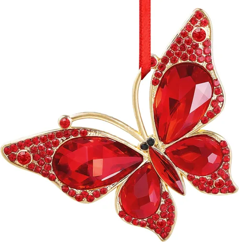 Vista 13 de WaaHome Adornos de Navidad de mariposa 2025 – Recuerdo de mariposa monarca de metal, adornos de árbol de Navidad, mariposas coloridas, regalo