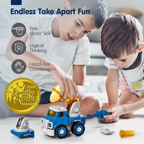 Vista 3 de CubicFun - Juguete de robot-vehículo para desmontar, 5 en 1, juguetes de construcción para niños de 5 años, multicolor 5 in 1 Take Apart Trucks