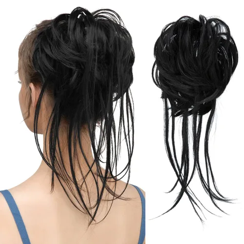 Vista 16 de Extensiones de cabello rizado con cola de caballo, cabello sintético con coleta recta, coleteros para mujer, rubio ceniza/rubio playa
