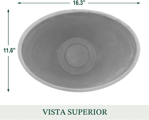 Vista 7 de PSW Pot Collection YB41CT Maceta Curvada de Compuesto de Plástico/Piedra/Madera – Sin Orificio de Drenaje (Perforable), para Plantas y Jardines