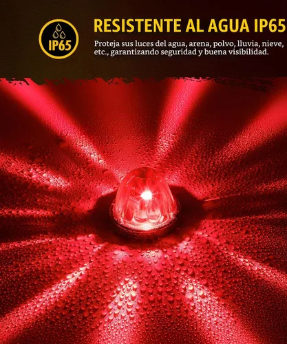 Vista 6 de Partsam 2 piezas de luces de señal de giro con lente de vidrio rojo en forma de sandía [patentado], luces de marcador lateral rojo con LED con bisel