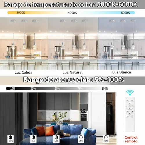 Vista 9 de Lámparas colgantes modernas para isla de cocina, LED, regulable, cristal glamuroso, iluminación colgante de techo para comedor, pasillo, dormitorio