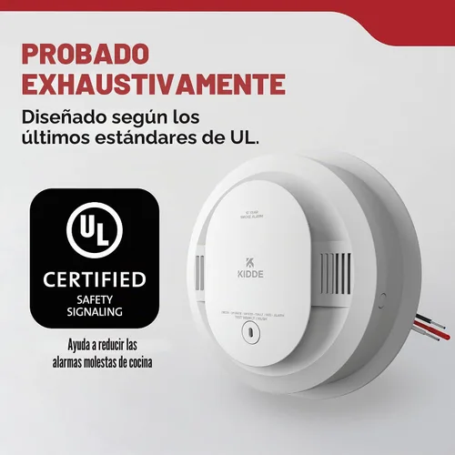 Vista 5 de Kidde Detector de humo, cableado con batería de reserva de 10 años, interconectable, luces de estado LED, alarma de 85 dB, 5 pulgadas, 20SA10