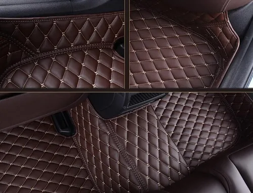 Vista 4 de Tapetes de automóvil personalizados para el 99% de modelos de vehículos, cuero, tapicería completa, color beige, rojo, rosa, azul, púrpura
