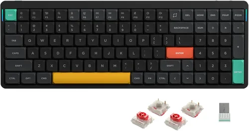 Vista 22 de nuphy Teclado mecánico inalámbrico Air96 V2, teclado retroiluminado RGB de 100 teclas, compatible con Bluetooth 5.1, 2.4G y conexión con cable