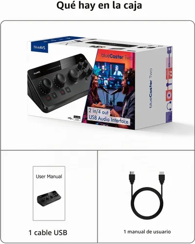 Vista 9 de BlueAVS Interfaz de audio USB, interfaz de audio de 2 entradas/4 salidas con 2 entradas combinadas XLR/TRS, grabación de 24 bits/192 kHz