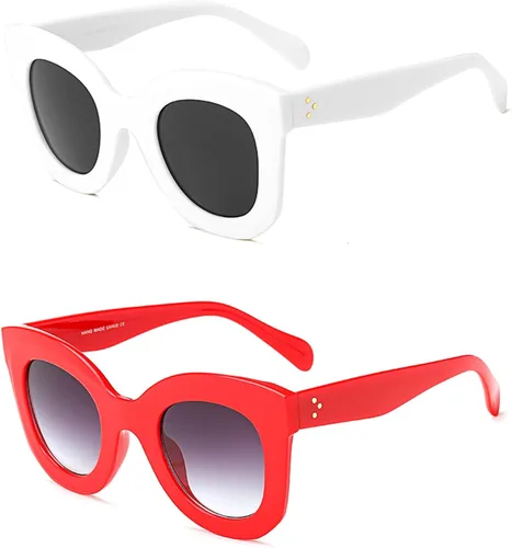 Vista 2 de Gafas de sol con diseño de mariposa, semi ojo de gato, montura de plástico y lentes gradientes transparentes