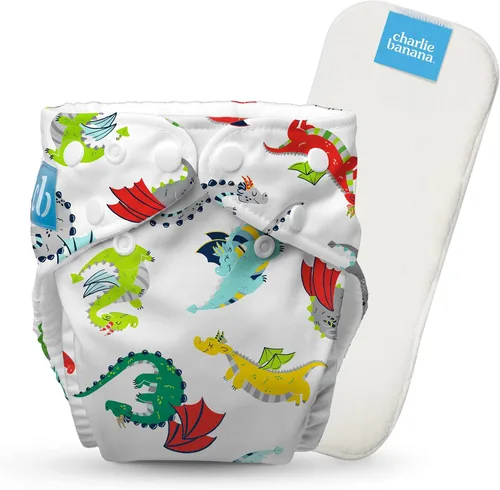Vista 16 de Charlie Banana Pañales de tela, reutilizables, lavables, ajustables, talla única, para bebés y niños pequeños, con inserto absorbente, aviador