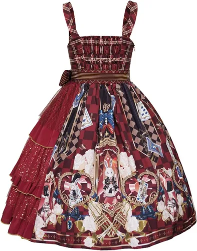 Vista 3 de Mingyuezai Vestido de Lolita para mujer, sin mangas, estampado de princesa, disfraz de cosplay