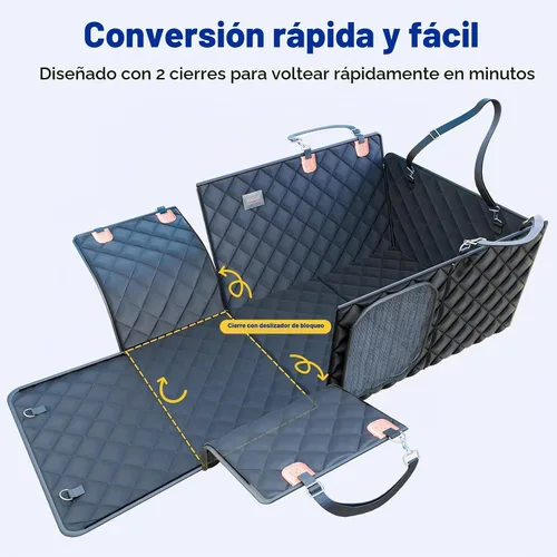Vista 9 de Extensor de asiento trasero convertible para perros, plegable de 400 libras, funda de asiento de automóvil para perro con parte inferior dura