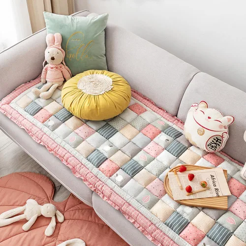 Vista 8 de vctops Funda Acolchada de Algodón Gruesa para Sofá para Perro Funda de Sofá Bohemia Hecha a Mano con Patchwork Funda de Sofá con Estampado Floral