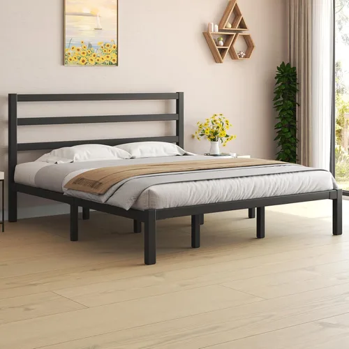 Vista 12 de LOEWAY - Marco de cama de metal resistente de 12 pulgadas con cabecero, listones de acero fuertes, almacenamiento debajo de la cama, no necesita