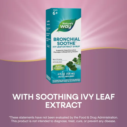 Vista 4 de Jarabe de Extracto de Hoja de Hiedra para Aliviar los Bronquios de Nature's Way, Apoya la Salud Respiratoria*, Apoya el Despeje de las Vías