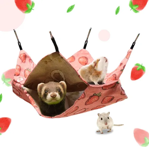 Vista 10 de LEFTSTARER Hamaca colgante para animales pequeños para mascotas, hurón, litera, jaula de juguete para hámster, rata, planeador de azúcar, loro
