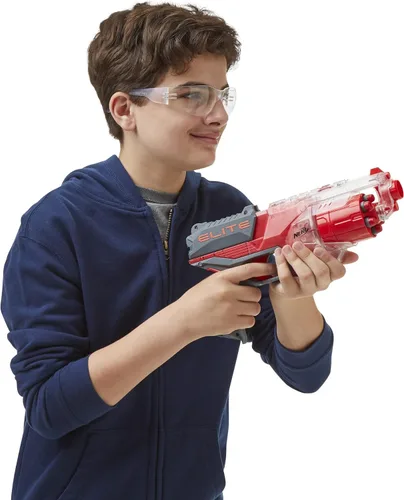 Vista 5 de NERF Elite Disrupter Blaster - Tambor giratorio de 6 dardos, Slam Fire, rojo translúcido (exclusivo de Amazon)