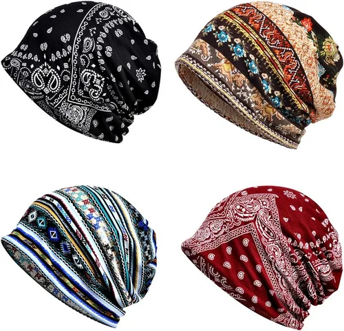 Vista 11 de 1 gorro holgado para mujer, gorro de quimioterapia, gorro de redecilla para el cáncer 1 pieza negra