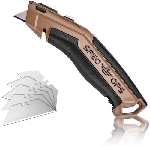 Vista 10 de Spec Ops Tools - Cuchillo utilitario con hoja retráctil, paquete de 2, incluye 5 cuchillas adicionales en almacenamiento de mango, 3% donado a