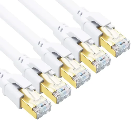 Vista 14 de Cable Ethernet CAT 8, 1.5 pies (paquete de 3) de ultra alta velocidad de 40 Gbps 2000 MHz SFTP CAT8, cable de red LAN de Internet con conector RJ45