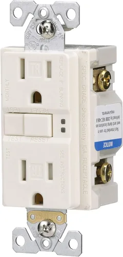 Vista 2 de Eaton GFCI - Receptáculo dúplex resistente a manipulaciones de 15A -125 V con placa de pared de tamaño estándar, almendra clara