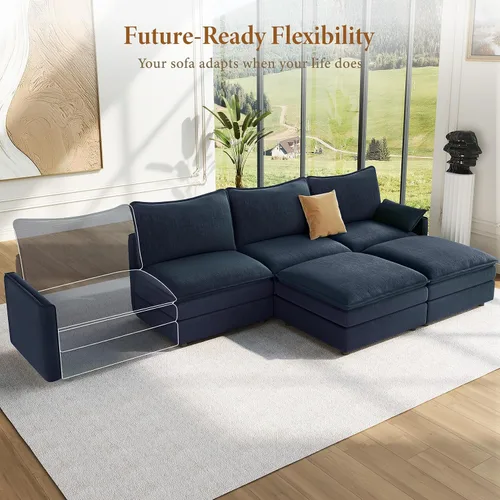 Vista 8 de Vesgantti Sofá modular en forma de U de 108 pulgadas, cómodo sofá modular Cloud con 2 otomanas de asiento profundo de chenilla, sofás modulares