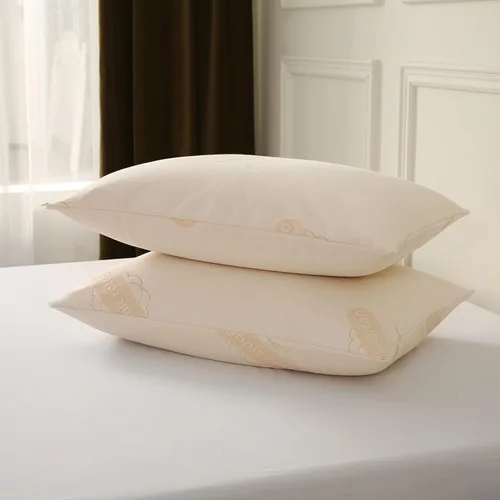 Vista 2 de Paquete de 2 protectores de almohada de algodón orgánico de lujo, estándar, certificado orgánico, impermeable, con cremallera, tela de punto suave
