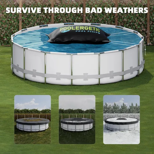 Vista 3 de Almohada de piscina de 4 x 8 pies para piscinas sobre el suelo, almohada grande de invierno para cierre de invierno, funda de piscina resistente