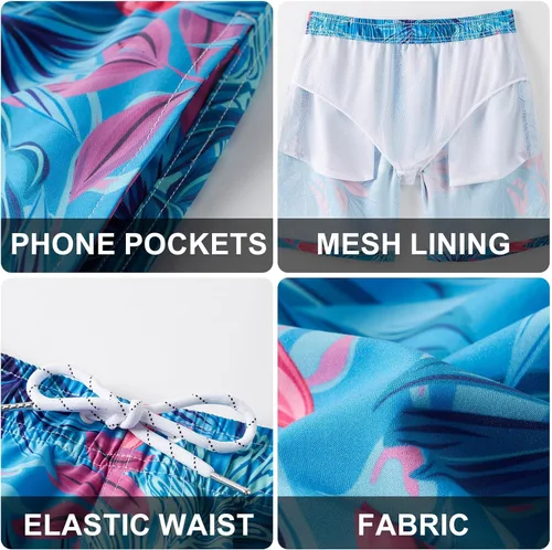 Vista 5 de Traje de baño para hombre con entrepierna de 7 pulgadas, pantalones cortos de playa de secado rápido