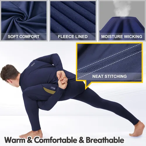 Vista 3 de romision Thermal Underwear for Men Long Johns Fleece Lined Hunting Gear Bottom Top Set Base Layer for Cold Weather XS-4XL