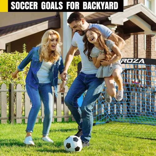 Vista 7 de Portería de fútbol, juego de porterías de fútbol para niños para patio trasero, paquete de 2 redes de fútbol portátiles desplegables con pelota