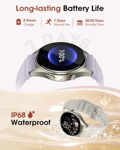 Vista 6 de Relojes inteligentes para mujeres/hombres (hacer llamadas), reloj inteligente de fitness con monitor de frecuencia cardíaca, SpO2/sueño, podómetro