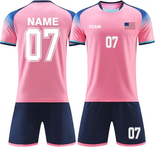Vista 10 de Uniforme de fútbol personalizado con número de nombre, logotipo del equipo, personaliza uniformes de fútbol de fútbol para niños y adultos