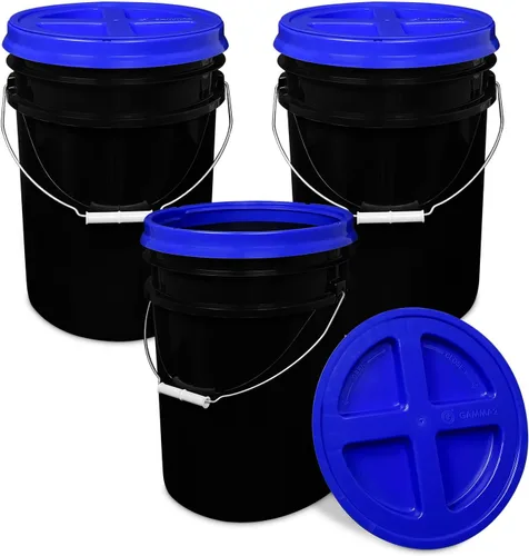 Vista 18 de ePackageSupply - Cubo de 5 galones, grado alimenticio, sin BPA, color negro y negro, 1 unidad Negro/Negro