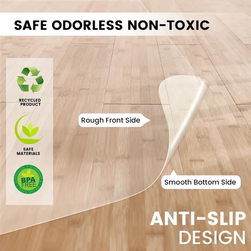 Vista 4 de Alfombrilla transparente para silla de 36"x48" para suelos de madera dura - Protector de alfombrilla para escritorio de oficina, fácil deslizamiento