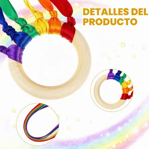 Vista 3 de Junkin 24 piezas de cintas de mano de cometa Waldorf juguetes para niños Color brillante