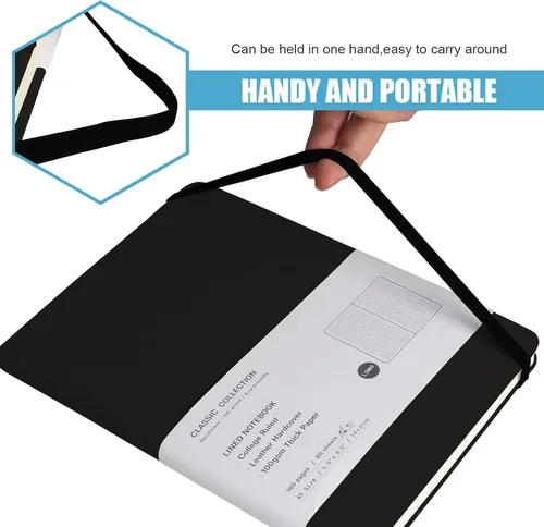 Vista 5 de Cuaderno rayado con tapa dura para hombres y mujeres – Cuadernos para escribir, trabajo, escuela, hogar y notas diarias, 160 páginas – Tamaño A5