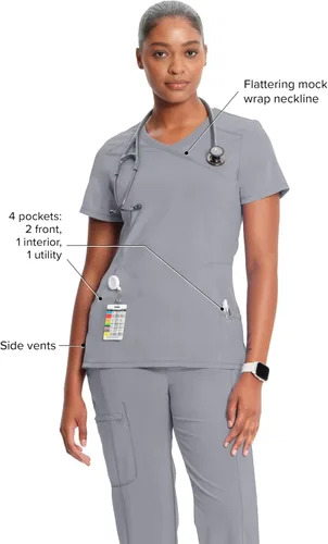 Vista 4 de Cherokee Infinity mujeres Scrubs Top Mock Wrap 2625A