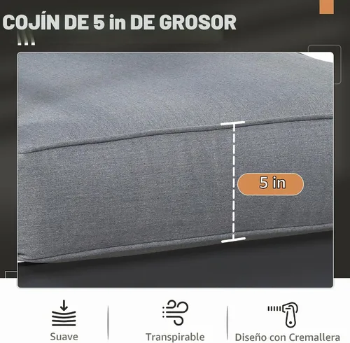Vista 4 de Solaste Juego de muebles de aluminio para exteriores, juego de conversación de sofá seccional de 4 piezas con mesa de centro de vidrio templado